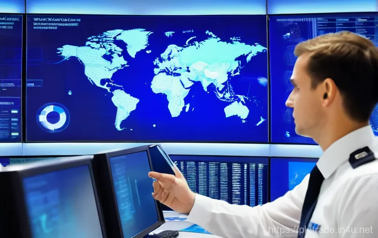 국제무역사고대응 - **Prompt: The Digital Frontier of EU Customs**
"A sleek, futuristic European customs office inte...