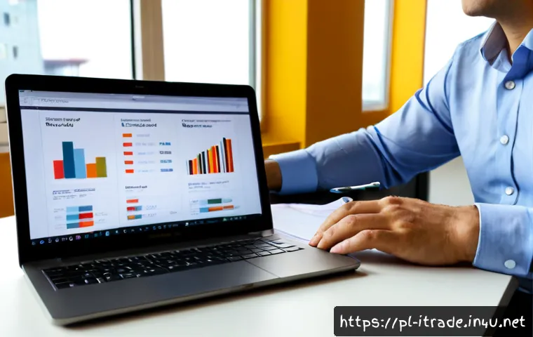 Home 17 무역업계연구자료 - Photorealistic Polish trade industry research scene, confident middle-aged analyst reviewing printed...